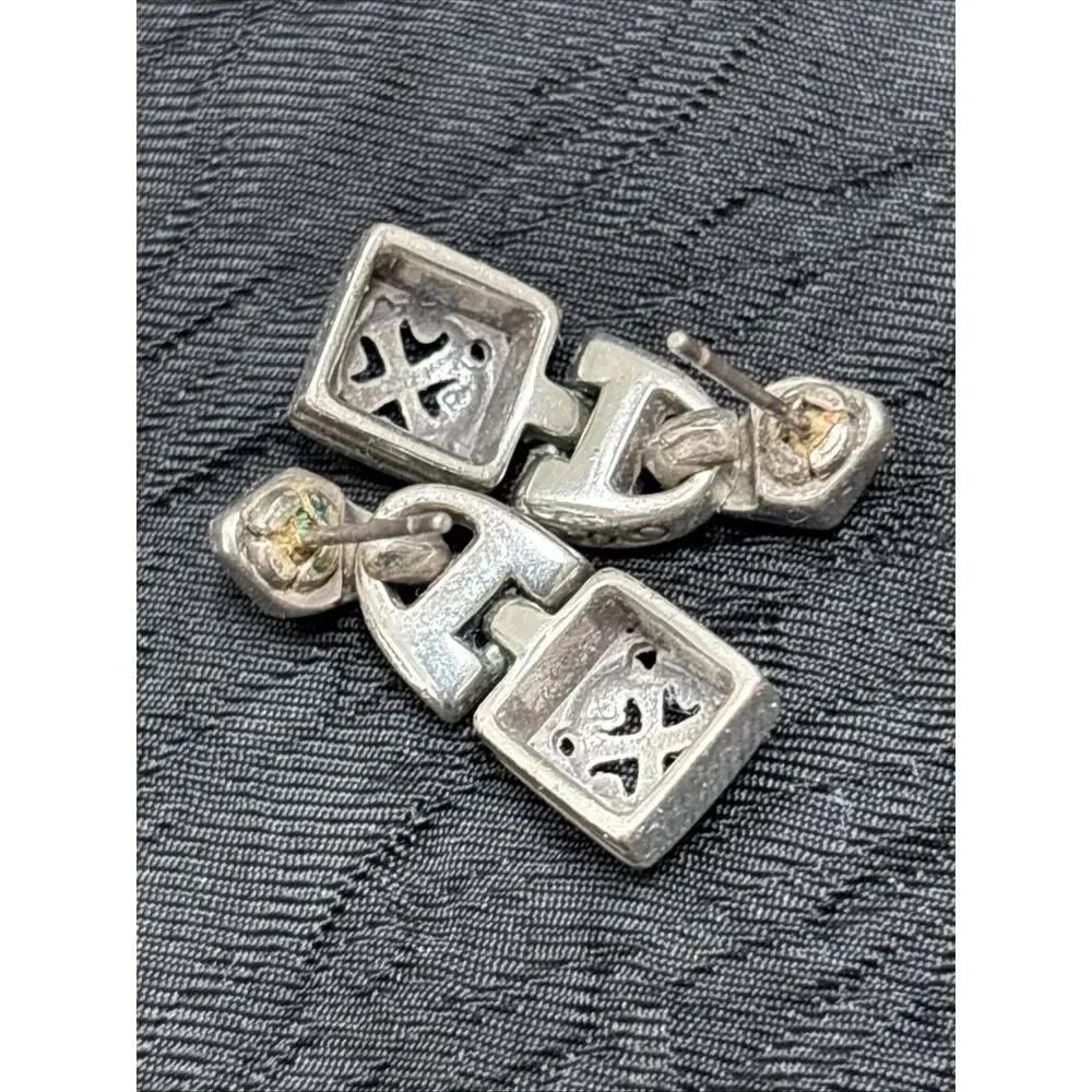 BRIGHTON TRIBECA Heart Scroll Silver Post Drop Dangle Earrings